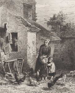 Ecke des Hofes, 1864 von Charles Emile Jacque