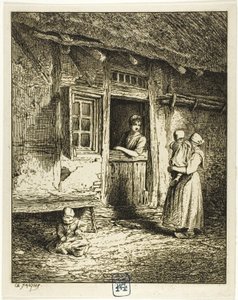 Eingang zu einem Bauernhaus von Charles Emile Jacque