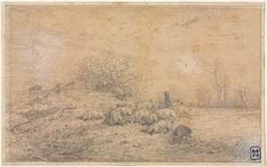 Schweineherde von Charles Emile Jacque