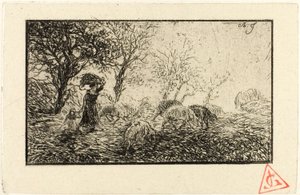 Landschaft und Tiere von Charles Emile Jacque