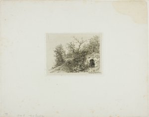 Mann auf einem Hügel sitzend von Charles Emile Jacque