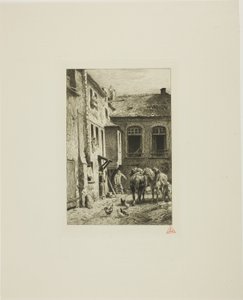 Pariser Innenhof von Charles Emile Jacque