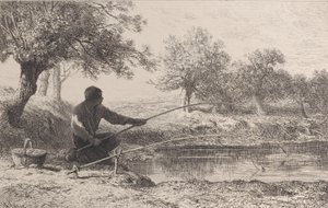 Pêche au Vif, 1864 von Charles Emile Jacque