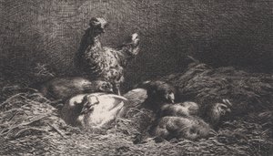Hühner, 1867 von Charles Emile Jacque