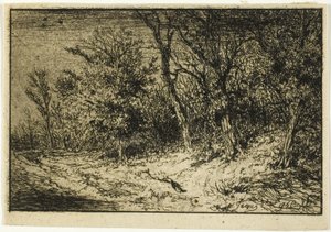 Straße am Waldrand von Charles Emile Jacque