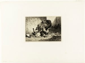 Hahn und Hennen von Charles Emile Jacque