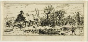 Der gefrorene Teich, kleine Platte von Charles Emile Jacque