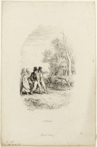 Der Ochsenkarren, Illustration aus Fabeln von Lachambaudie von Charles Emile Jacque