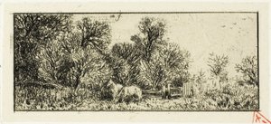 Zwei Pferde im Wald von Charles Emile Jacque