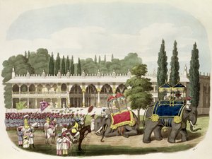 Der Palast von Tippoo Sahib, graviert von Thomas Hall für 