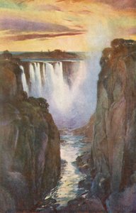 Victoriafälle, der Hauptfall durch die Schlucht gesehen