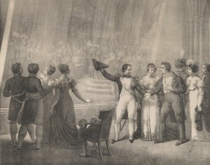 Napoleon und Josephine besuchen das Atelier von David, 4. Januar 1808, ca. 1820-30 von Charles Etienne Pierre Motte
