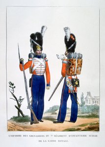 Uniform der Schweizer Grenadiere, 7. Regiment der Infanterie der königlichen Garde, Frankreich, 1823