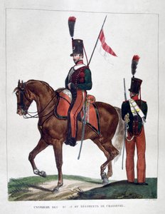 Uniformen des berittenen 9. und 10. Jägerregiments, 1823 von Charles Etienne Pierre Motte