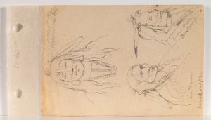 Porträts von Mato Chuthuhu (Bärenrippe), Ha won je tah (Ein Horn/Einhorn) und Heh Mah Zah (Eisenhorn) (Blatt 10 recto) von Charles Ferdinand Wimar