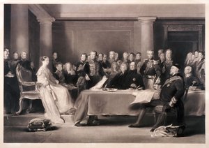Königin Victoria leitet den Rat bei ihrem Thronantritt, 1846
