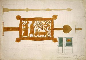 Entwurf für ein Schreibtisch-Messing-Scharnier von Charles Francis Annesley Voysey