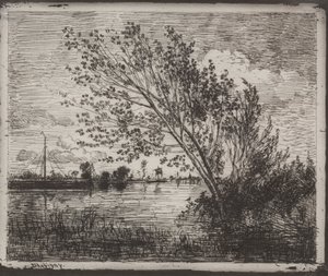 Ein Haufen Erlen, Originaldruck 1862, gedruckt 1921 von Charles Francois Daubigny