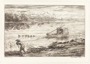 Schiffsjunge zieht das Seil (Le Mousse tirant le cordeau) von Charles Francois Daubigny