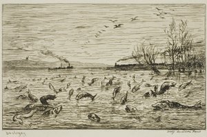 Feier der Fische bei der Abfahrt des Schiffsjungen (Die Fische) von Charles Francois Daubigny