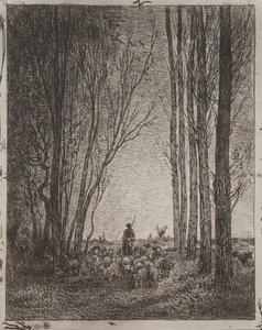 Versammlung der Herde, Originaldruck 1862, gedruckt 1921