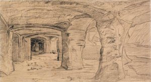Felsgewölbe im Steinbruch bei Auvers-sur-Oise von Charles Francois Daubigny
