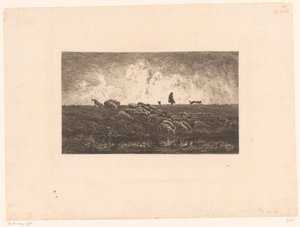 Landschaft mit Hirten und Schafen während eines Regenschauers von Charles Francois Daubigny