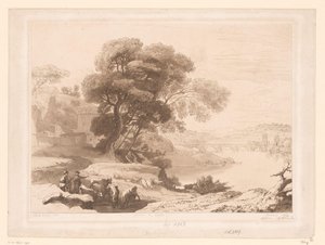 Landschaft mit Hirten und Vieh am Flussufer von Charles Francois Daubigny