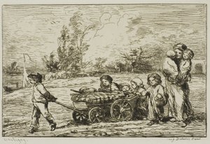 Einzug mit dem Wagen (Die Einrichtung des Bootes) von Charles Francois Daubigny