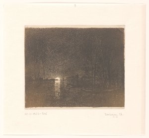 Nächtliche Ansicht auf einen See von Charles Francois Daubigny