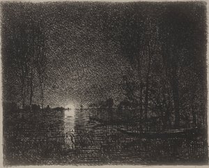 Nachtstück, Originaldruck 1862, gedruckt 1921 von Charles Francois Daubigny
