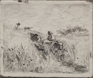 Pfad durch das Kornfeld, Originaldruck 1862, gedruckt 1921 von Charles Francois Daubigny