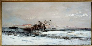 Schneelandschaft im Sonnenuntergang von Charles Francois Daubigny