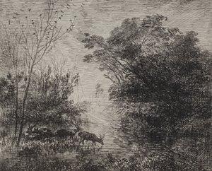Hirsche, Originaldruck 1862, gedruckt 1921