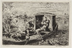 Eine Mahlzeit verschlingen von Charles Francois Daubigny