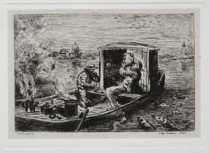 Die Bootsfahrt: Schlemmen oder Mittagessen auf dem Boot von Charles Francois Daubigny