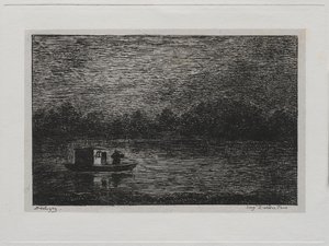 Die Bootsfahrt: Nachtfahrt oder Netzfischen (zweite Version) von Charles Francois Daubigny