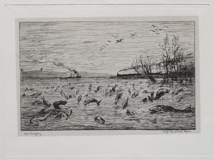Die Bootsfahrt: Freude der Fische über die Abreise des Schiffsjungen (Die Fische) von Charles Francois Daubigny
