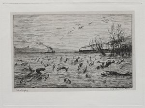 Die Bootsfahrt: Freude der Fische beim Aufbruch des Schiffsjungen Die Fische, 1861 von Charles Francois Daubigny
