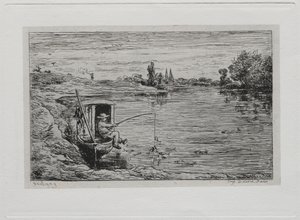 Die Bootsfahrt: Der Schiffsjunge beim Angeln, 1861 von Charles Francois Daubigny