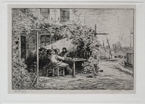 Die Bootsfahrt: Das Mittagessen vor dem Einschiffen in Asnières von Charles Francois Daubigny