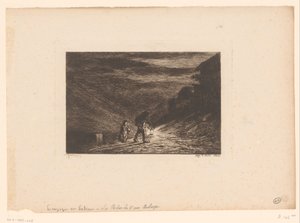 Zwei Wanderer mit Laterne von Charles Francois Daubigny