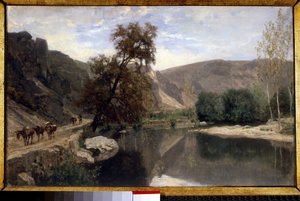 Die Ufer des Cousin bei Avallon Gemälde von Charles Francois Daubigny (1817-1878) 19. Jahrhundert