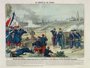 Niederlage der Rebellen, die auf dem Friedhof von Père Lachaise und auf dem Chaumont-Hügel verschanzten, 1871 von Charles Francois Pinot