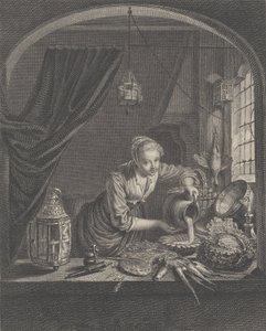Milchmädchen nach dem Gemälde von G. Dou im Kabinett von Herrn Poullain, Mitte des 17. Jahrhunderts
