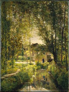 Charles-François Daubigny, 1877 - Landschaft mit einem sonnenbeschienenen Bach