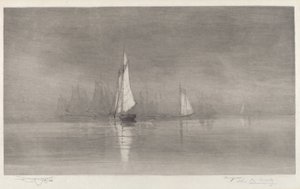 Unbetitelte Hafenszene mit Segelbooten, ca. 1900