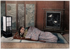 Ein Schlafzimmer in Japan, ca. 1890