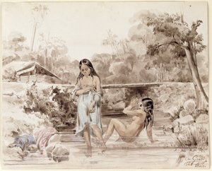 Badeende Tahitianer, 1844