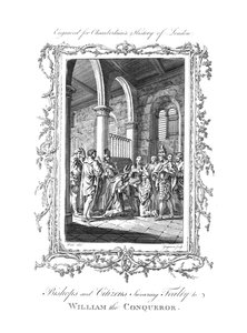 Bischöfe und Bürger schwören Wilhelm dem Eroberer Treue, ca. 1770 von Charles Grignion